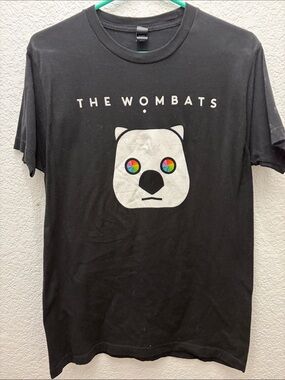 Tultex Men’s Black The Wombats Graphic Tee with Multicolor Eyes